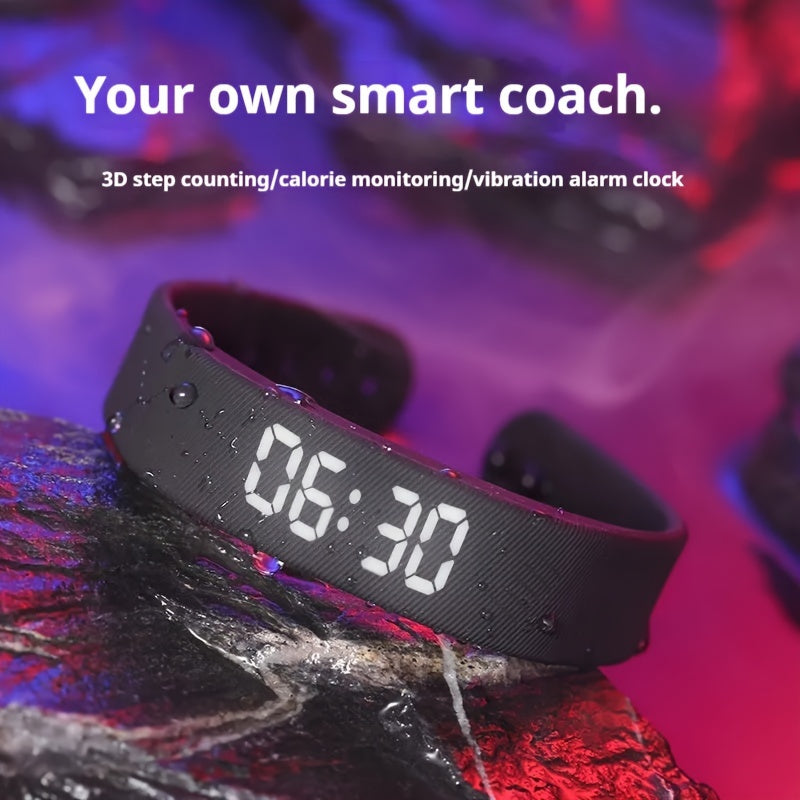 Outdoor electronic watch with silicone strap, USB charging, alarm, timer, vibration, calorie monitoring - stylish, comfortable, ideal for students and teachers, perfect gift.