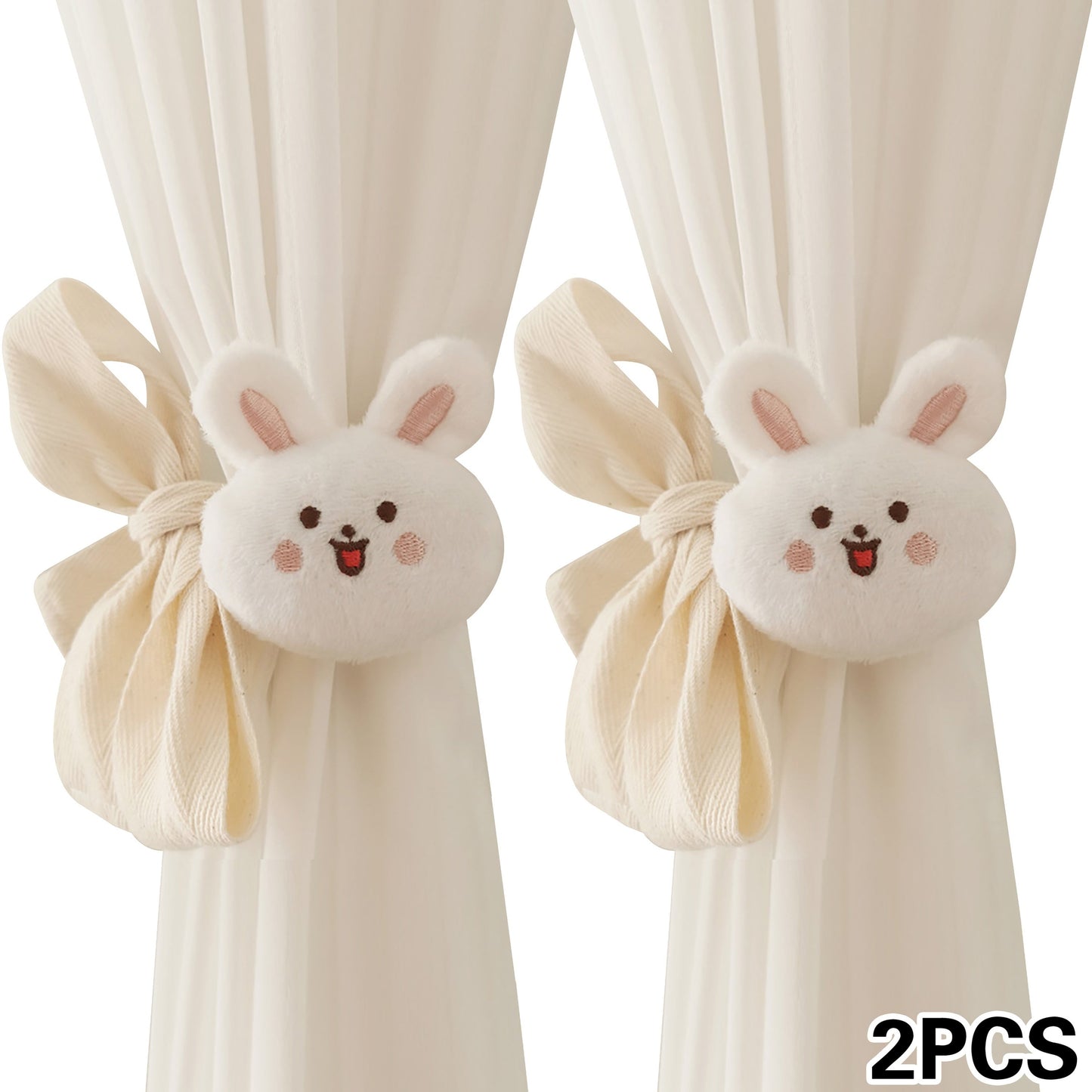 Two-Pack of Modern 3D Cartoon Animal Curtain Tiebacks made of Polyester, Adjustable No-Drill Curtain Holdbacks for Living Room, Bedroom, Home Decor - Unique Animal Design Clasps to Add Warmth and Creativity to your Home.