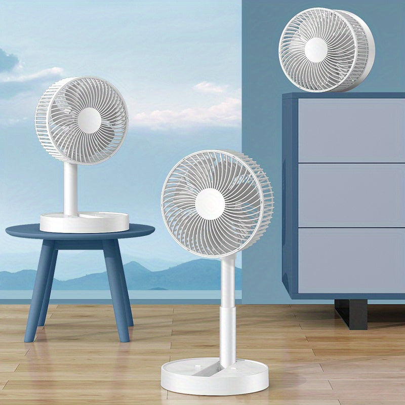 Portable Oscillating Table Fan with Whisper Quiet Operation, Touch Control, USB Rechargeable Battery, Compact and Lightweight Design for Indoor and Outdoor Use, Foldable and Travel-Friendly.