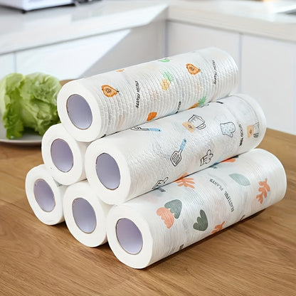 1 roll of Lazy Rag disposable kitchen paper towel (100/200 sheets) that is also washable and can be used for both wet and dry purposes. This versatile towel can be used as a dishwashing cloth, non-stick oil rag, degreasing towel, household cleaning rag