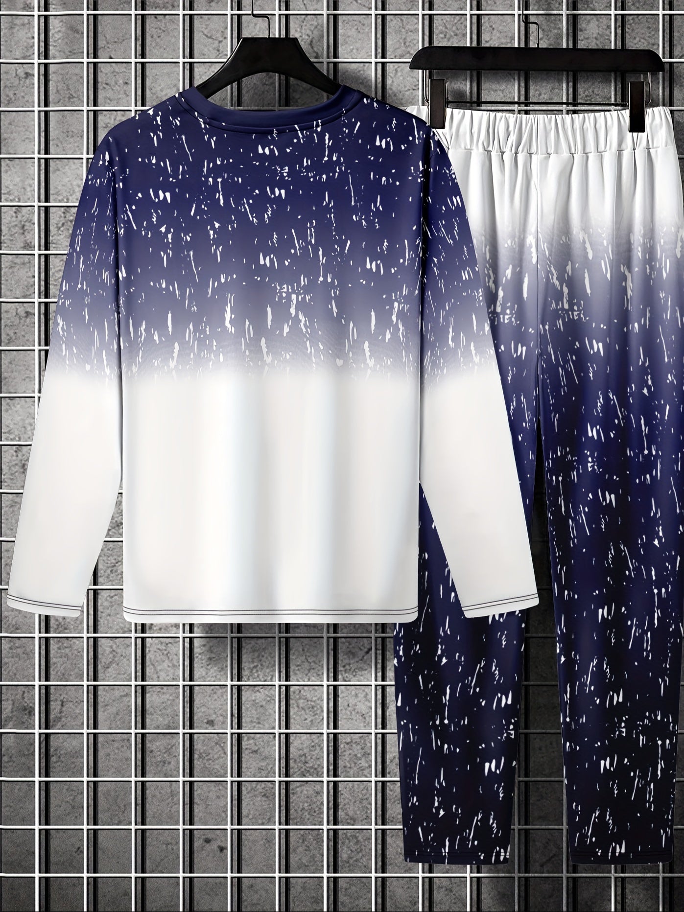 Men's Graphic Novelty Pajamas Lounge Set with Sweatshirts and Sweatpants, featuring long sleeve pullover tops and jogger pants.