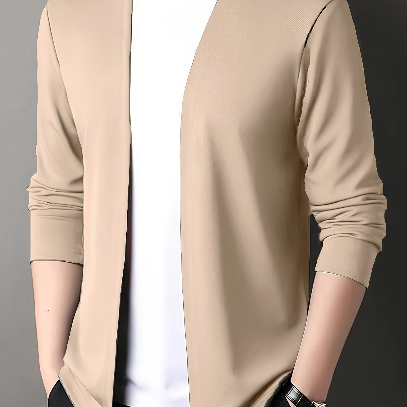 Men's slim-fit knitted cardigan for outdoor activities.