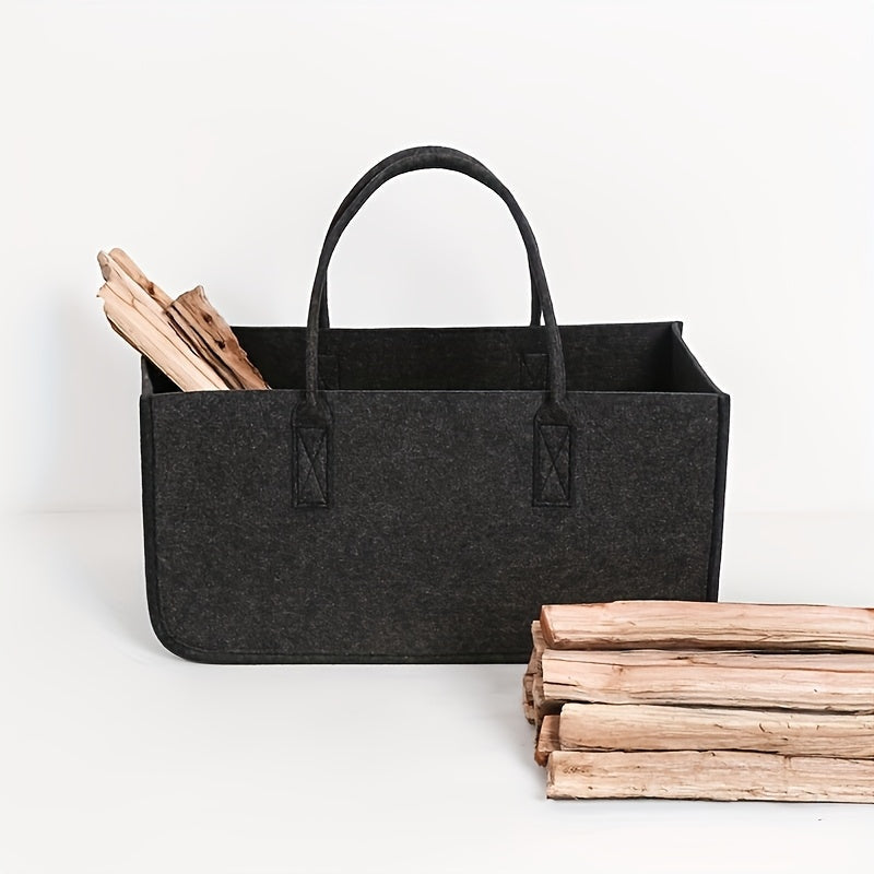 Nordic Style Extra-Large Firewood Carrier Bag with Strong Load Capacity and Dual Handles for Easy Transport of Wood, Coals, and More - Durable Felt Material, Portable Design