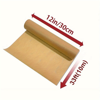 Unbleached Parchment Paper Roll for Baking (30.48cm) - Heavy Duty Silicone Oil Coated Non-Stick Paper for Baking, Cooking, Grilling, Air Fryer, and Steaming. Essential Baking Tool for Your Kitchen - Ideal for Home Kitchen Use.