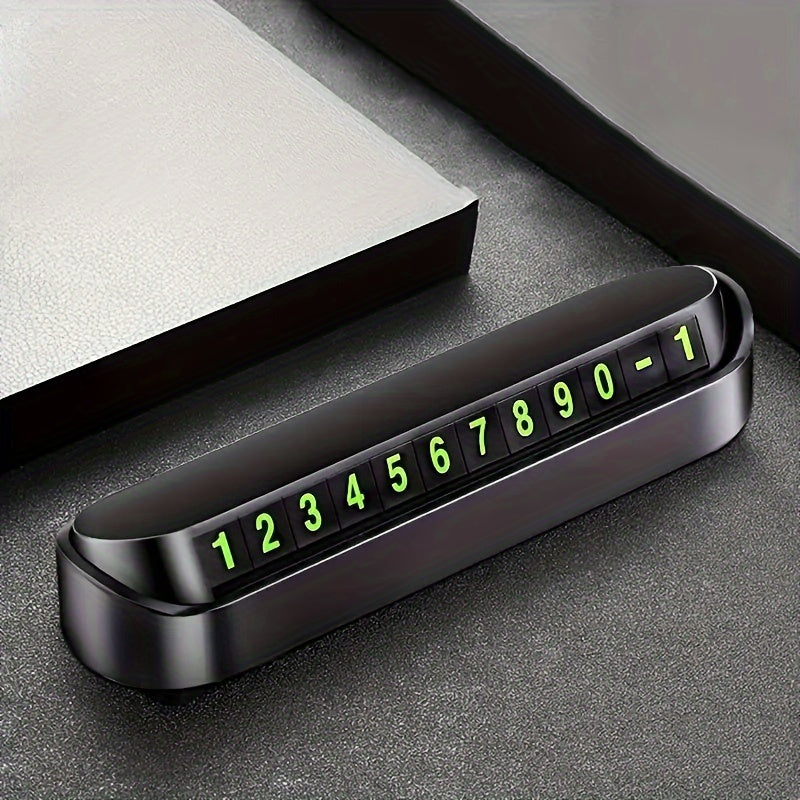 Luminous Car Dashboard Phone Number Plate made of durable PP material, universally fit for vehicles for easy display of contact information.