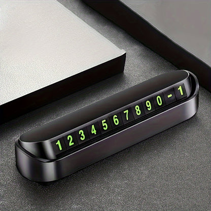 Luminous Car Dashboard Phone Number Plate made of durable PP material, universally fit for vehicles for easy display of contact information.