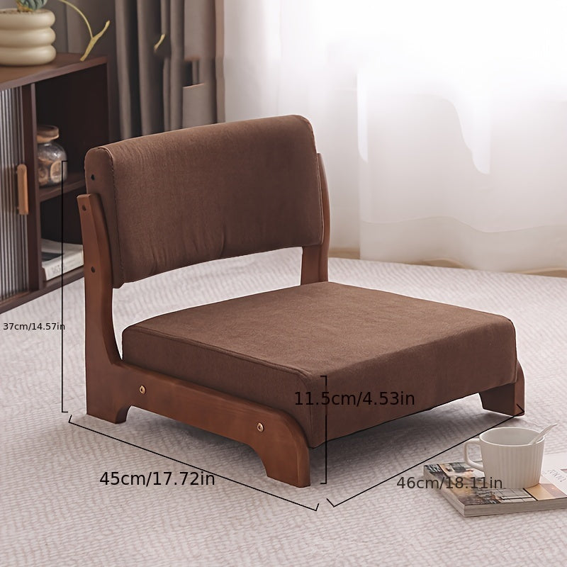 Modern, Stylish Faux Leather Tatami Chair with Japanese Influence - Combination Backrest Stool and Coffee Table, Solid Wood Floating Window Seat, Legless Floor Chair Perfect for Home Decor