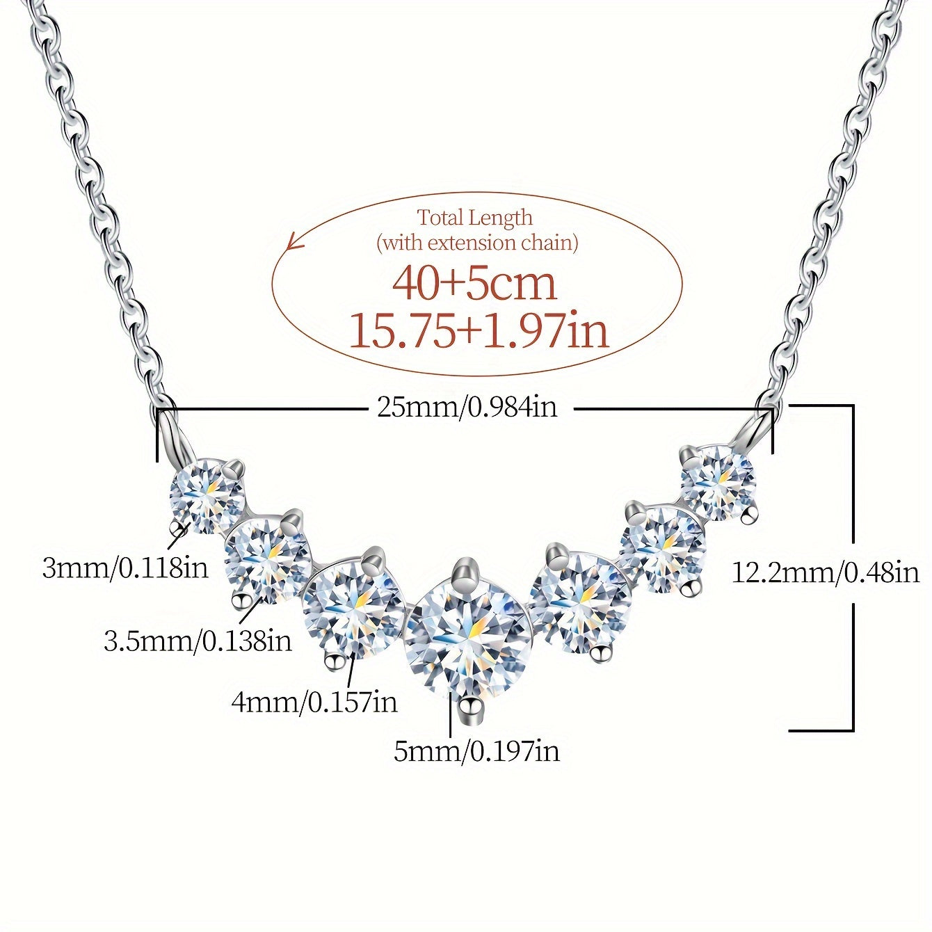 Luxurious Women's 1.7ct Moissanite Pendant Necklace in Sterling Silver, Perfect for Weddings and Mother's Day Gifts - Sparkling Smile Diamond Necklace, Promise of Eternity. Luxury Ladies Jewelry.