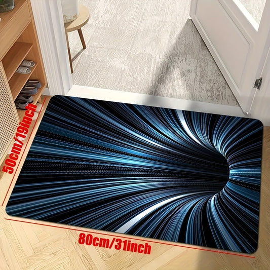 Striped Area Rug with 3D Illusion Design - Non-Slip, Easy to Clean Polyester Carpet for Living Room, Bedroom, and Home Decor. Can be used as Vision Carpet, Coffee Table Floor Mat, Corridor Door Mat, or Porch Carpet.