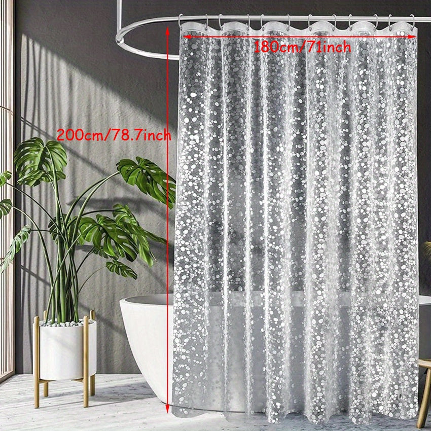 Waterproof cobblestone geometric shower curtain with hooks for bathroom decor.