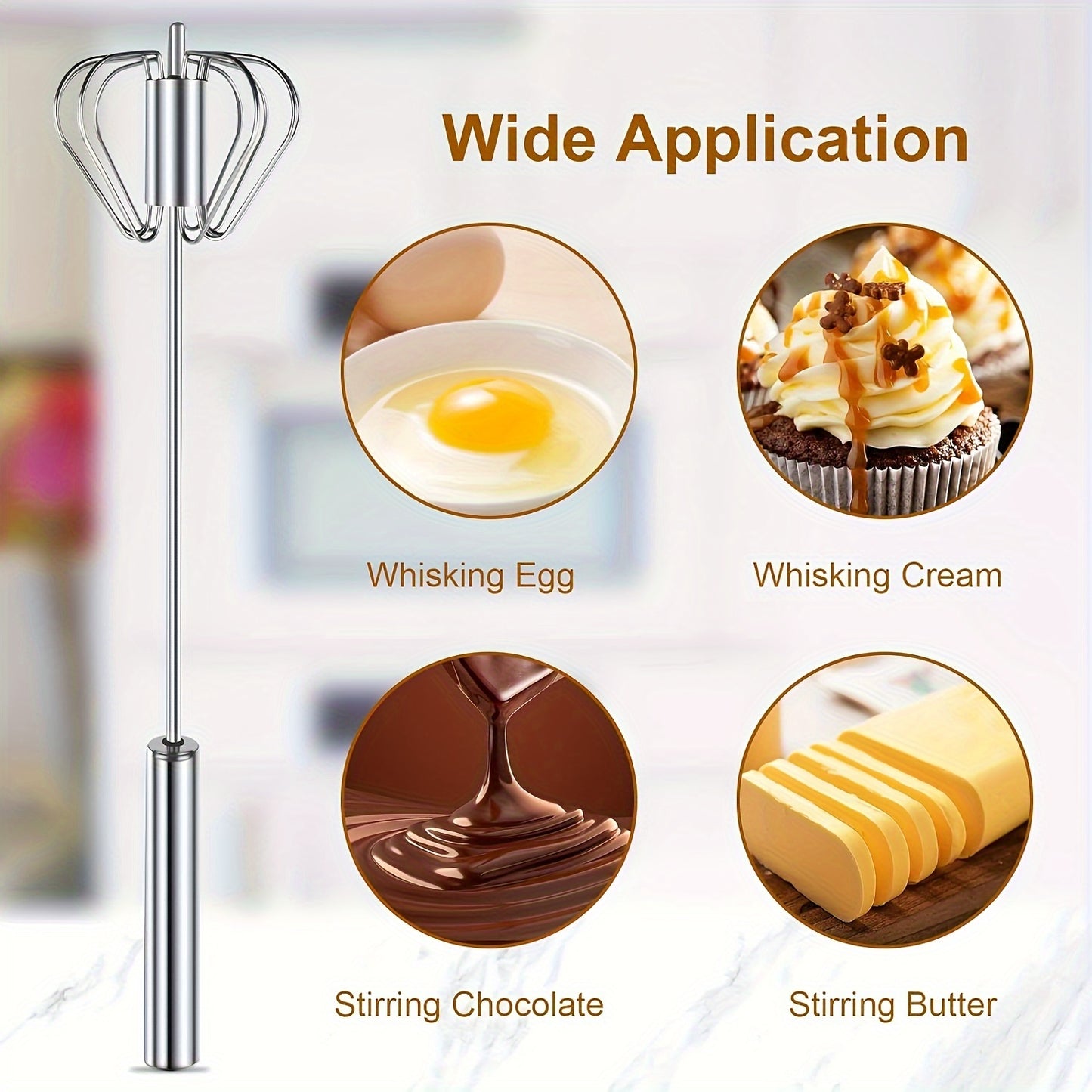 1pc Stainless Steel Whisk & Milk Frother for home baking and blending tasks. Perfect for Eid Al-Adha celebrations.