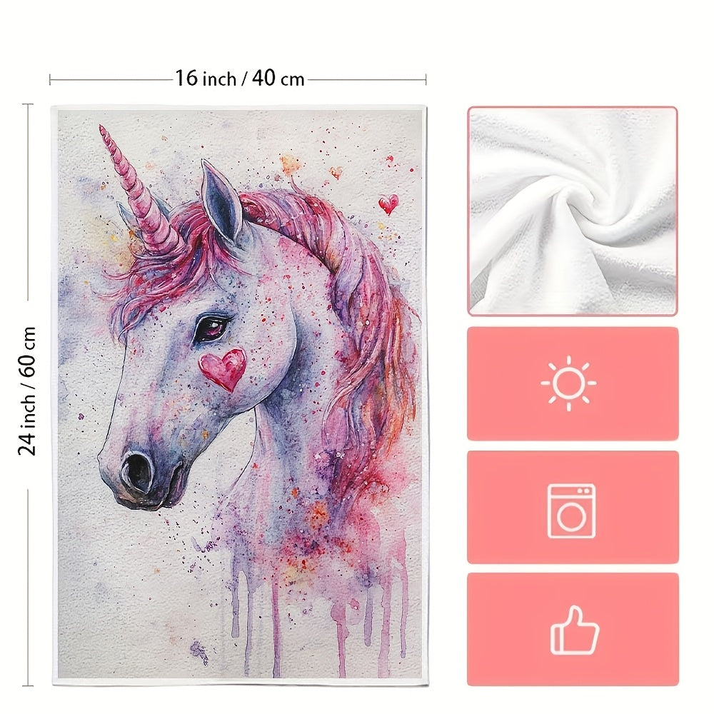 This package includes 2 extremely soft kitchen towels with a charming Valentine's Day unicorn love theme. These towels are exceptionally absorbent and are ideal for festive decorating. They can be easily washed in the machine and measure 40.64 x 60.96 cm.