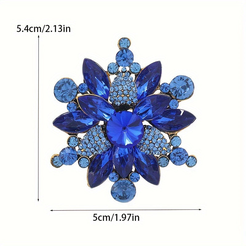 Elegant luxury pin for women, perfect for parties and events - Vintage-inspired crystal and rhinestone flower brooch