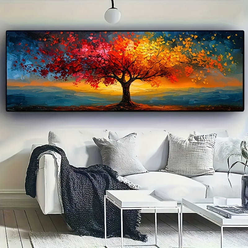 Large Tree of Life Canvas Print - Abstract Wall Art for Modern Home Decor, Geometric Patterns, Ideal for Various Rooms - Frameless