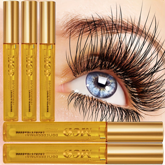 5 pieces of Nourishing Eyelash Serum containing natural ingredients that enhance slender and curling eyelashes, in the form of a gel mascara cream.