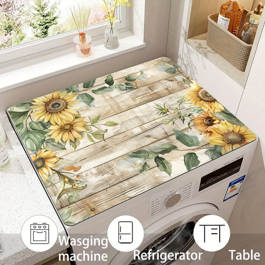 60cm x 60cm Universal Dust Cover with Sunflower Pattern - Machine Washer and Dryer Protector, Absorbent Top Cover for Washing Machines and Dryers- Perfect for Kitchen and Laundry Room Decor