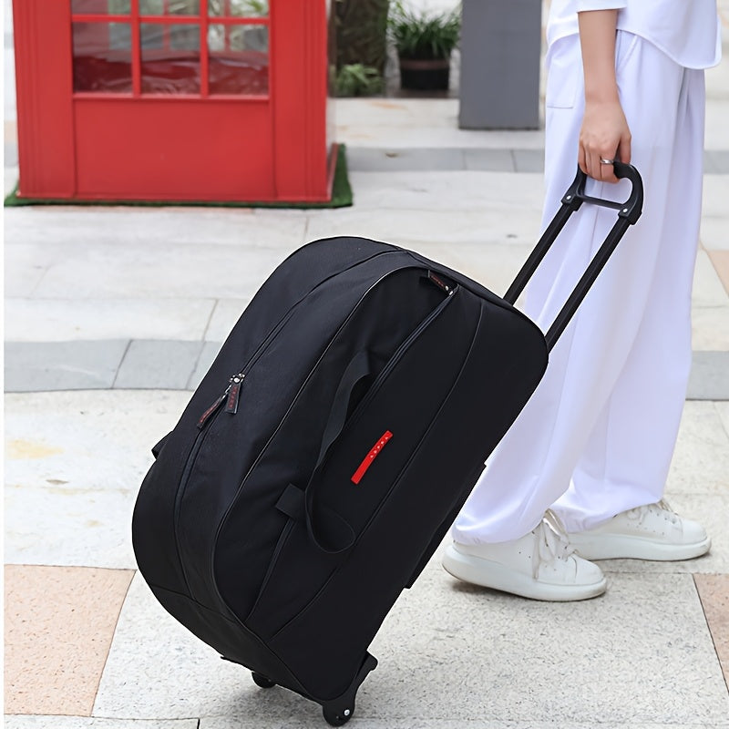 A compact folding rod travel bag, spacious backpack, lightweight tote, solid color large luggage bag, and convenient outdoor travel bag, perfect for daily outings.