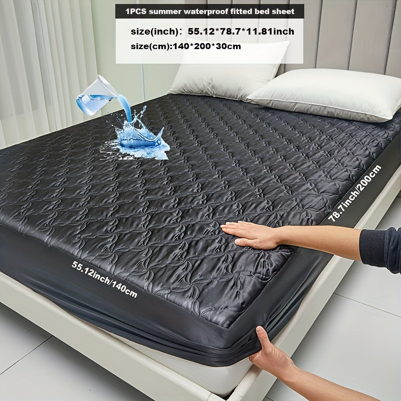 Protect your mattress with the 1pc Keduoduo Summer Waterproof Fitted Sheet. Made from thickened TPU satin, this sheet is cool and comfortable during the hot summer months. The machine washable, durable polyester fabric is 100% waterproof and features an