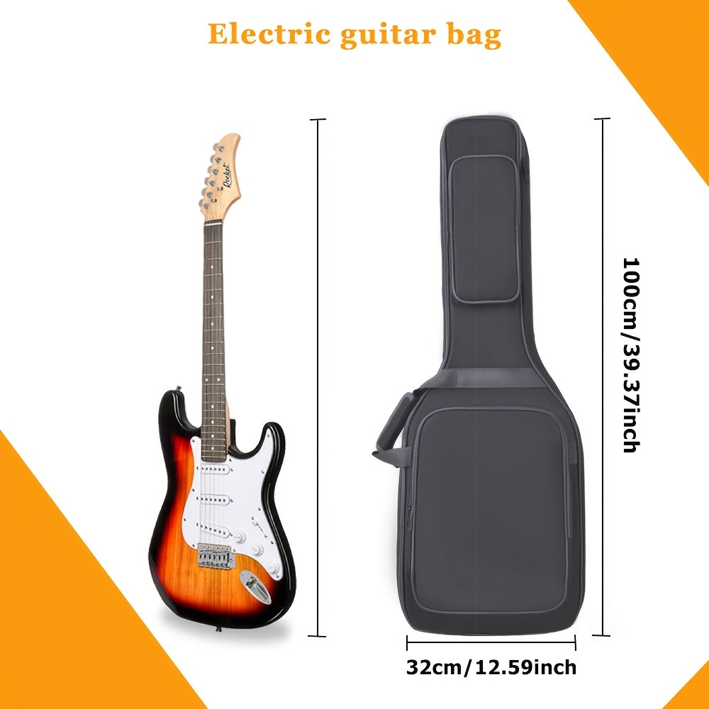 12mm black thickened electric guitar storage bag with fixed head, suitable for electric bass, waterproof, dustproof, shockproof, and portable.