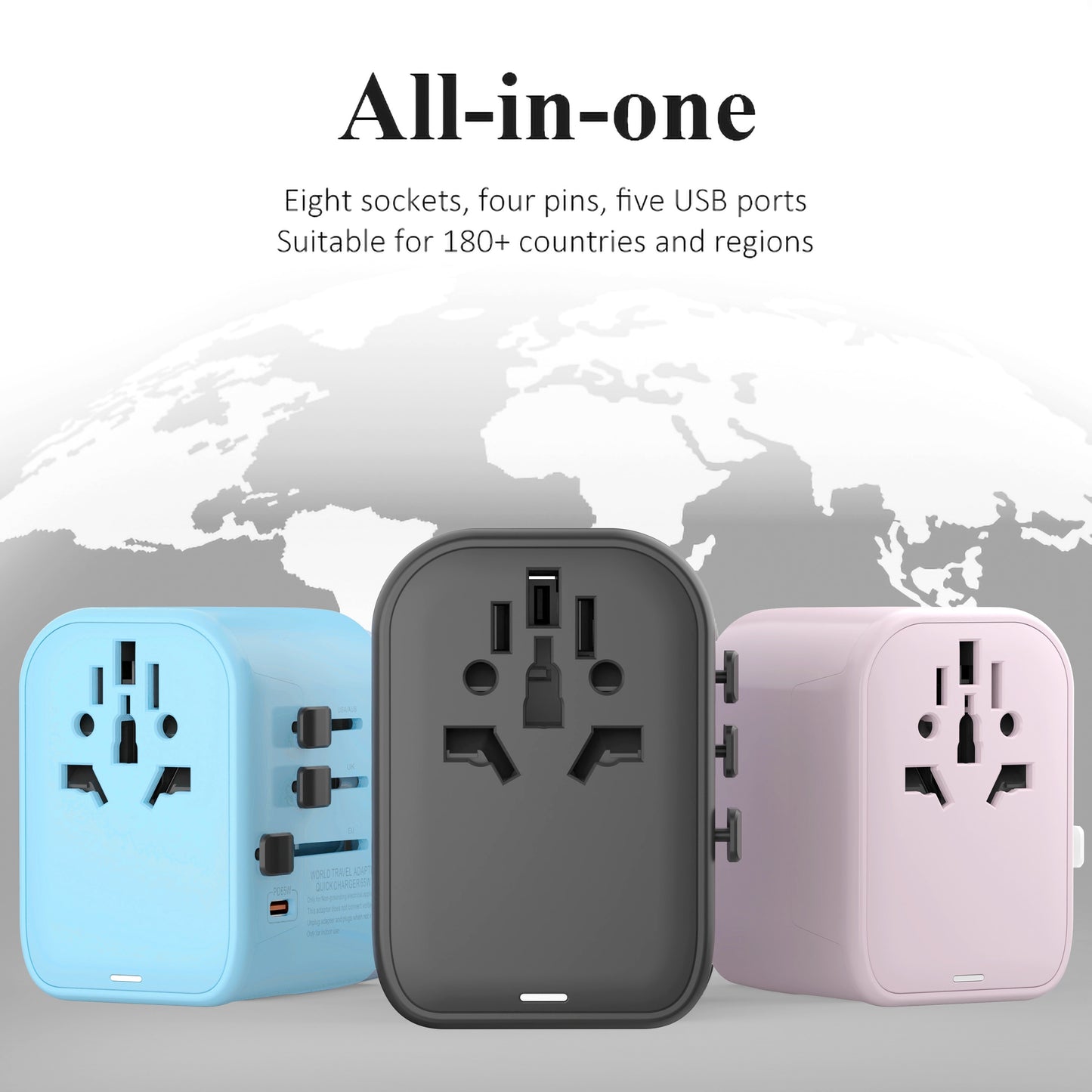 65W PD GaN Fast Charger, Type-C travel adapter compatible with multiple standards for efficient charging of mobile devices and laptops, portable.