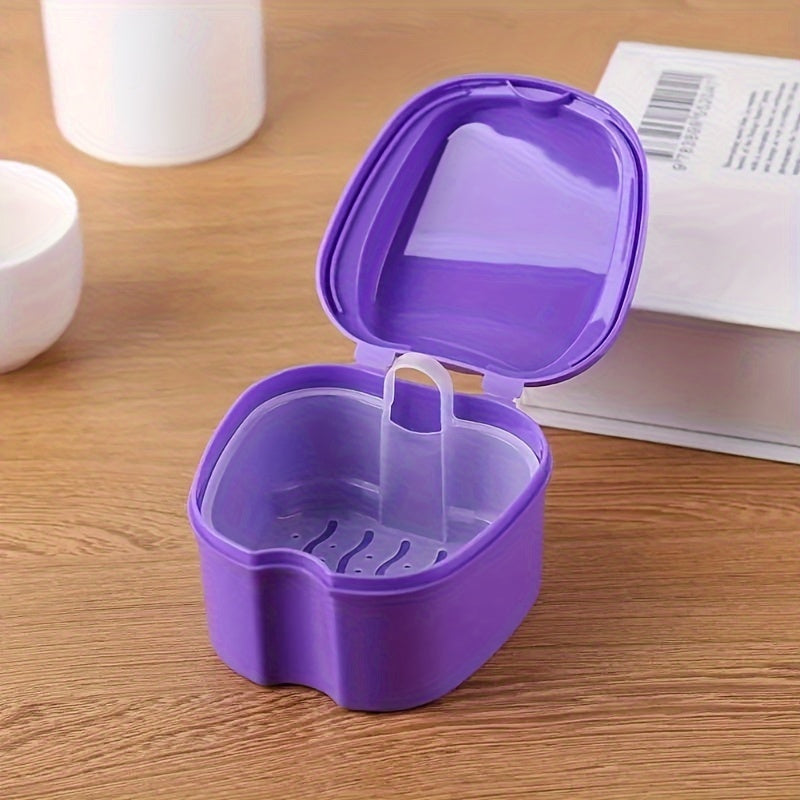 Elegant denture storage container with lid, versatile hanging storage box for desktop, bathroom, dormitory.