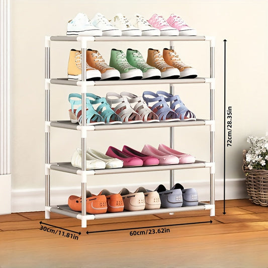 Keep Your Entryway Tidy with Our Stylish Freestanding 3-Tier Metal Shoe Rack - Simple Assembly, Colorful Sneaker Organizer for Any Room, Sturdy Metal Tubes (8mm-12mm Diameter), Hallway Shoe Storage Solution | Enhance Your Home Decor with Modern Design