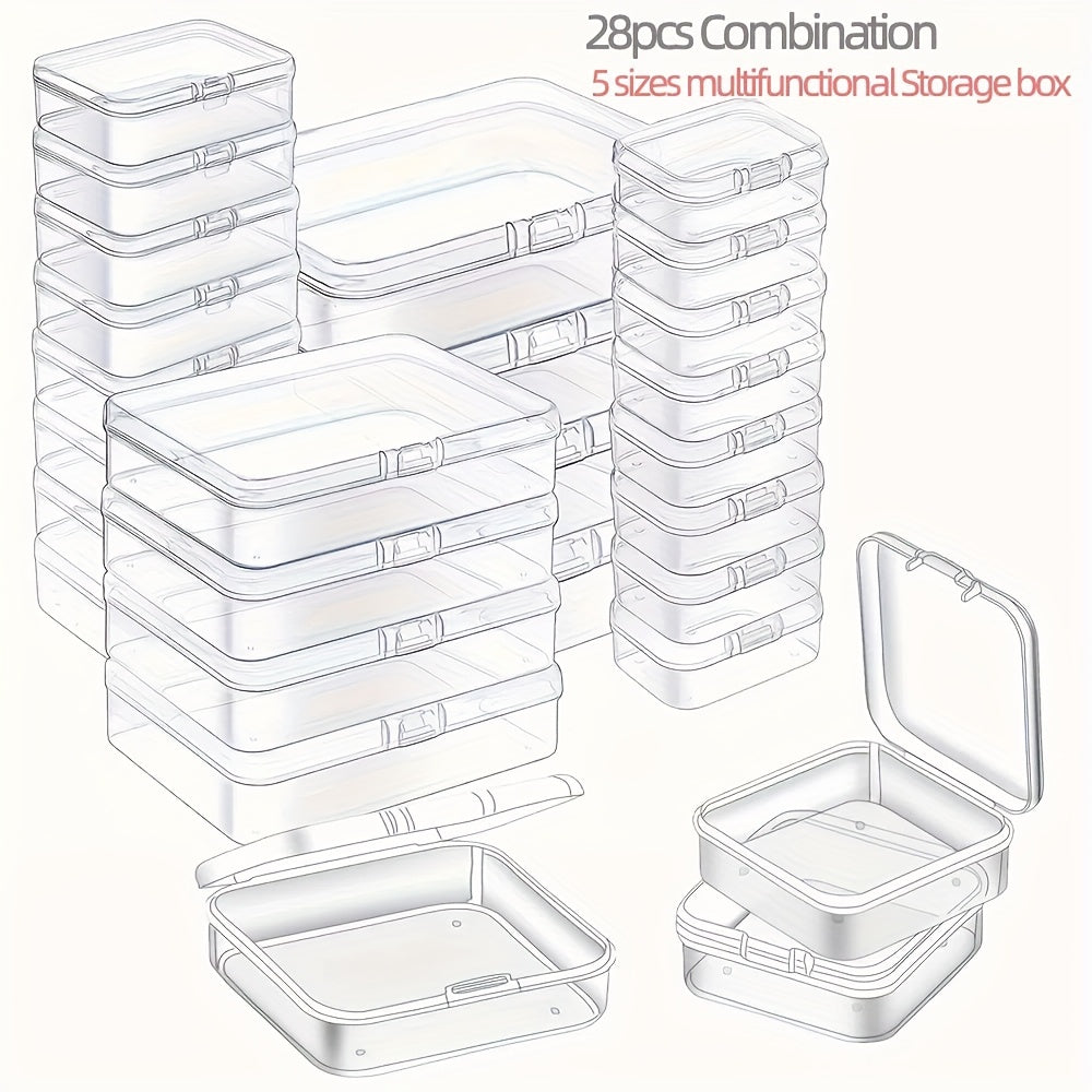 Clear plastic storage containers set with lids - ideal for organizing beads, game pieces, business cards, crafts, and canisters.