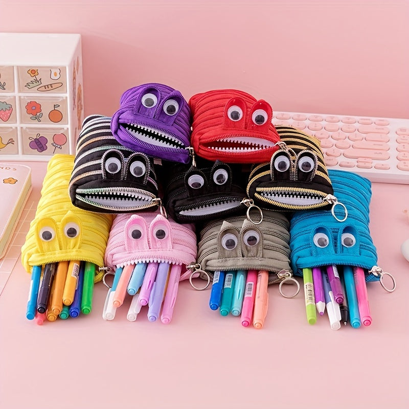 1pc Cute Caterpillar Pencil Case with Large Capacity - Ideal for Students, Back to School, Makeup Brush, and Pen Storage.