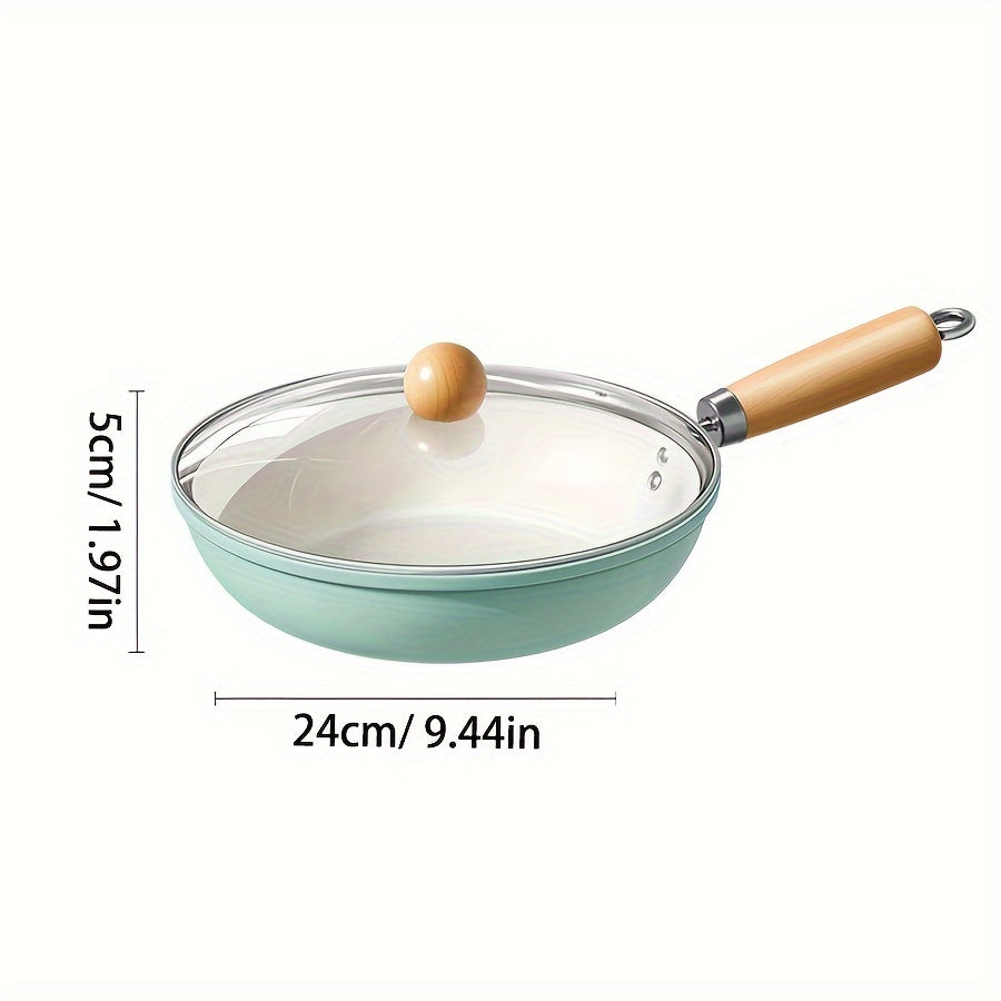 Non-Stick Cast Iron Skillet with Lid - Perfect for Home Cooking, Hand Wash Recommended, Compatible with Induction and Gas Stoves, Features Single Handle and Comes in a Convenient Packaging Box for your Kitchen Cookware Set.