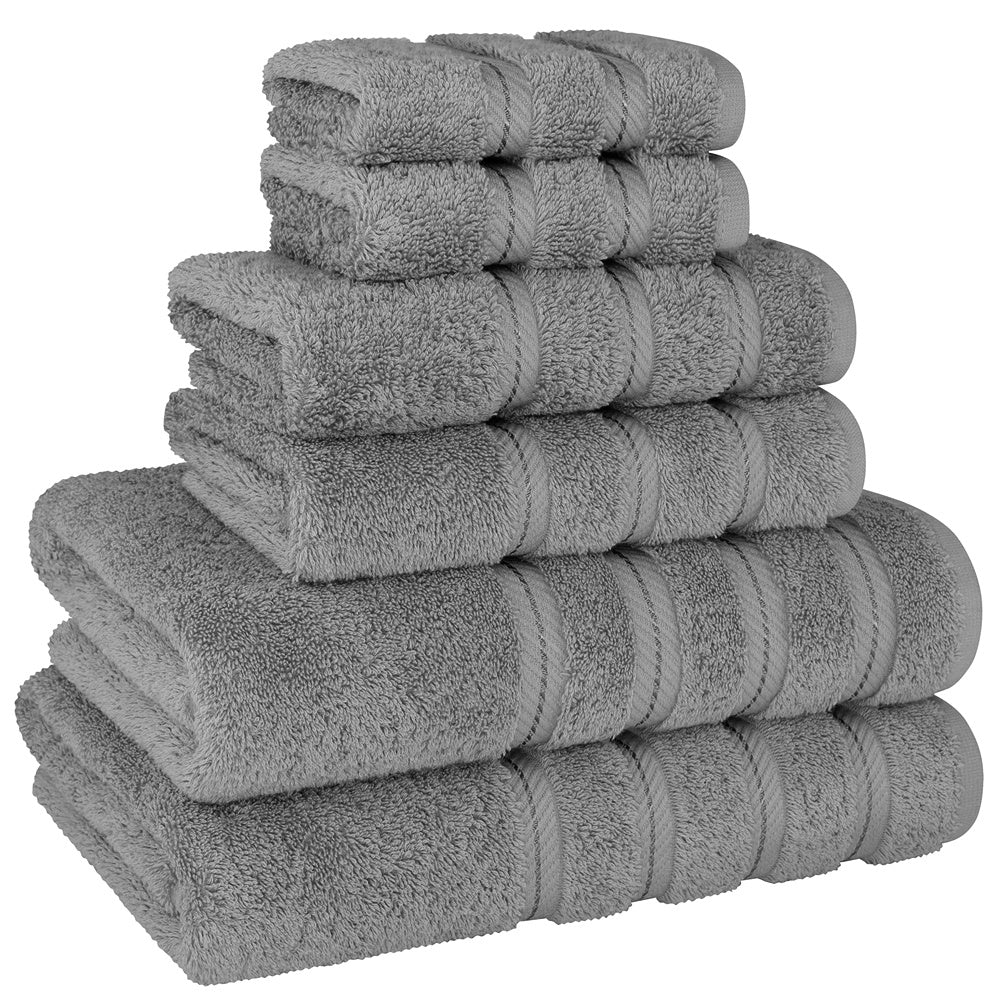 6-piece Light Grey Cotton Towel Set with Space Theme, 100% Cotton, 450gsm, Hand Wash Only