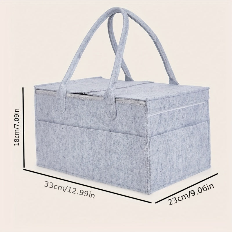 Foldable Diaper Storage Bag in Light Grey with Flap, Mommy Handbag