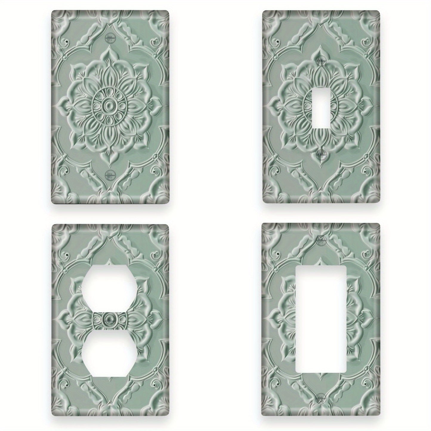 Sage green beige decorative light switch cover, easy to install, no wiring or battery needed, for bedrooms and bathrooms.