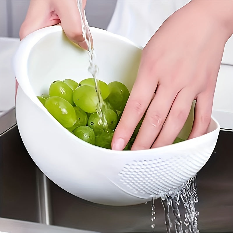 Versatile Plastic Rice Washing Bowl with Convenient Strainer - Safe for Food Use, Perfect for Easy Meal Preparation and Efficient Kitchen Workflow