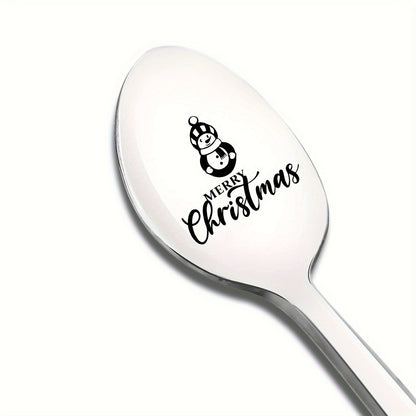 Get a set of two stainless steel spoons with laser-engraved long handles featuring a festive Merry Christmas design. These spoons are great for Halloween or Christmas gifts, themed party favors, and are perfect for friends, family, classmates, and