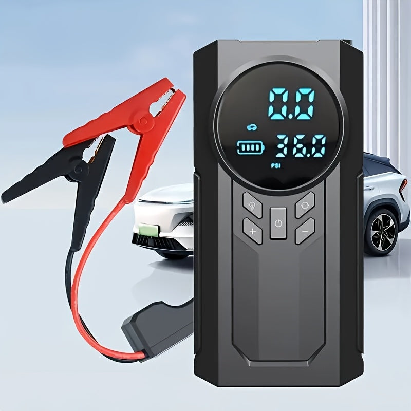 TTENGQU Car Repair Tool: Portable Jump Starter & Tire Inflator with LED Light for fast inflation and auto stop function.