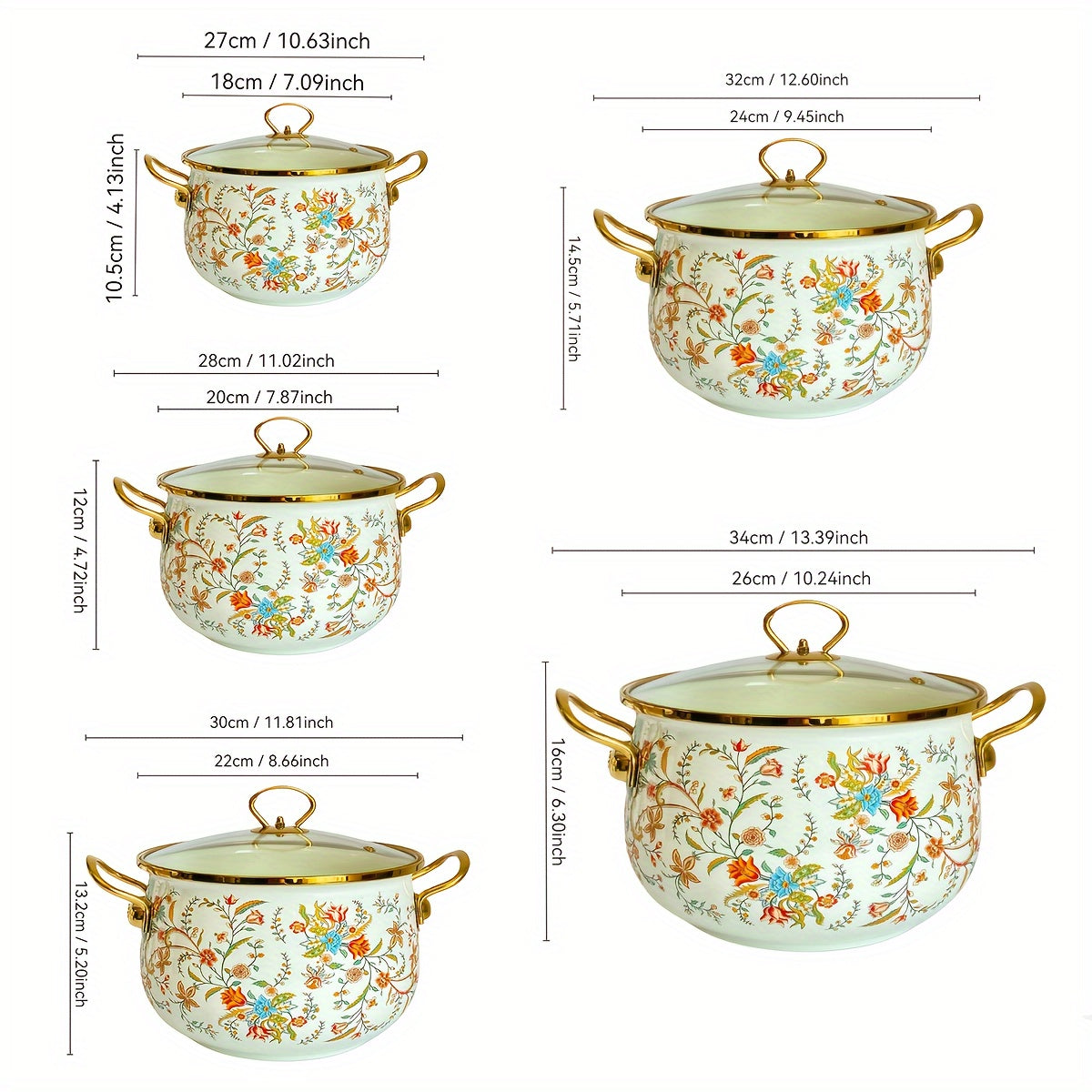 One piece of handmade enamel saucepan - Thick enameled pot perfect for stews, soups, serving at the table, and displaying in the kitchen - Spacious and easy to clean, suitable for gas, open flame, and induction cooktops.