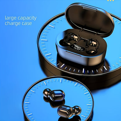 Wireless in-ear headphones with button control, LED power display, long battery life, low latency, and compatibility with multiple devices, perfect for daily use, commuting, sports, and