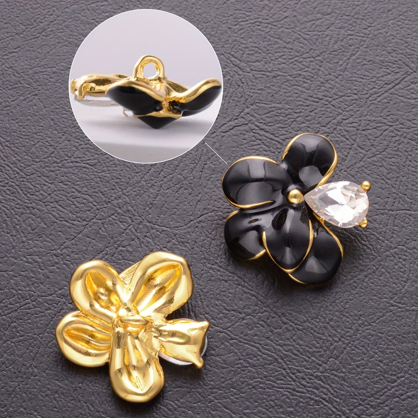 Set of four elegant alloy flower brooch pins, perfect for adding a decorative touch to shirts, sweaters, coats, and more. Use them to accessorize handbags, gift boxes, shoes, and bouquets for a stylish and personalized look.