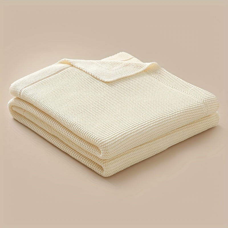 Versatile Knitted Baby Blanket in Solid Color, Ideal for Home, Travel, and Celebrations