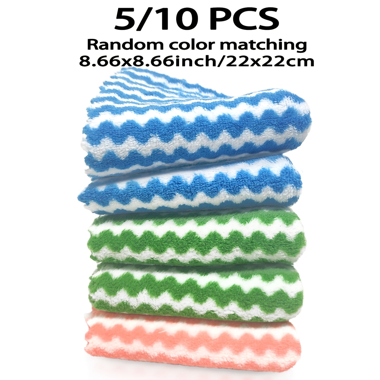 5/10pcs Thick Microfiber Double-sided Dish Cloths for Strong Stain Removal