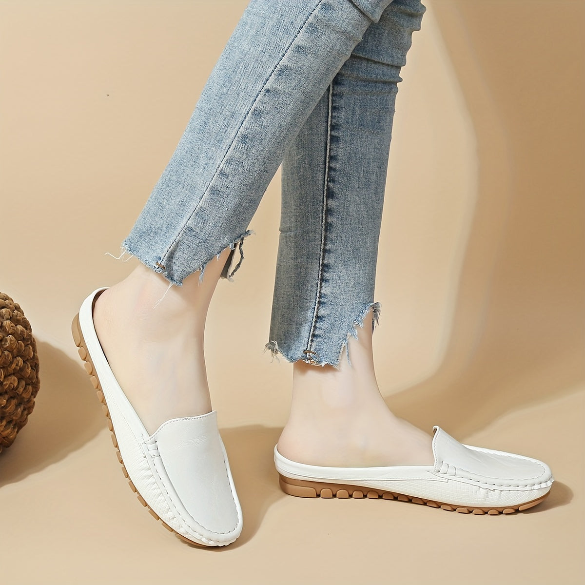 Stylish slip-on mule sandals with half-toe design, perfect for summer.