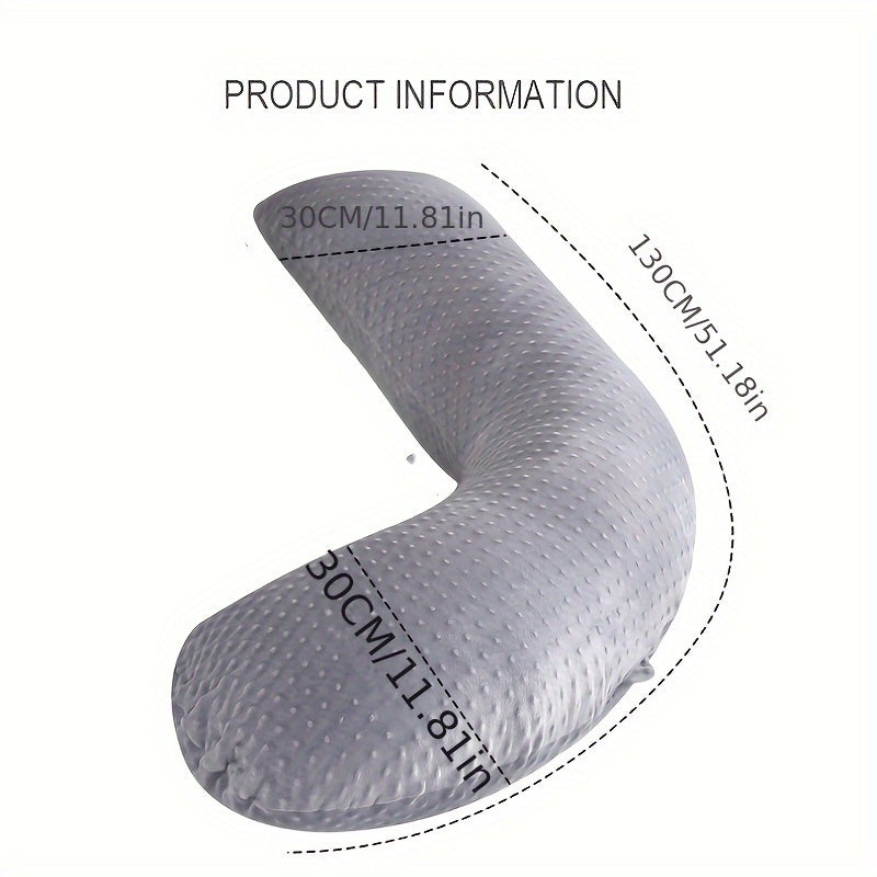 Adjustable Ultra-Soft J-Shaped Maternity Pillow with Removable Cover - Provides Comfort and Support for Belly and Side Sleeping