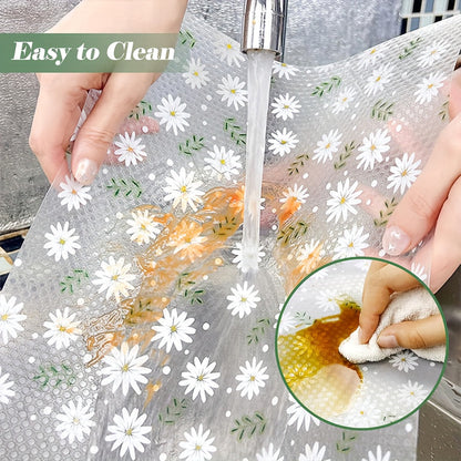 Premium Floral and Grass Pattern EVA Shelf Liner - Resistant to Moisture, Oil, and Dust, Thick and Durable, Easy to Clean Drawer Mat for Kitchen and Dining