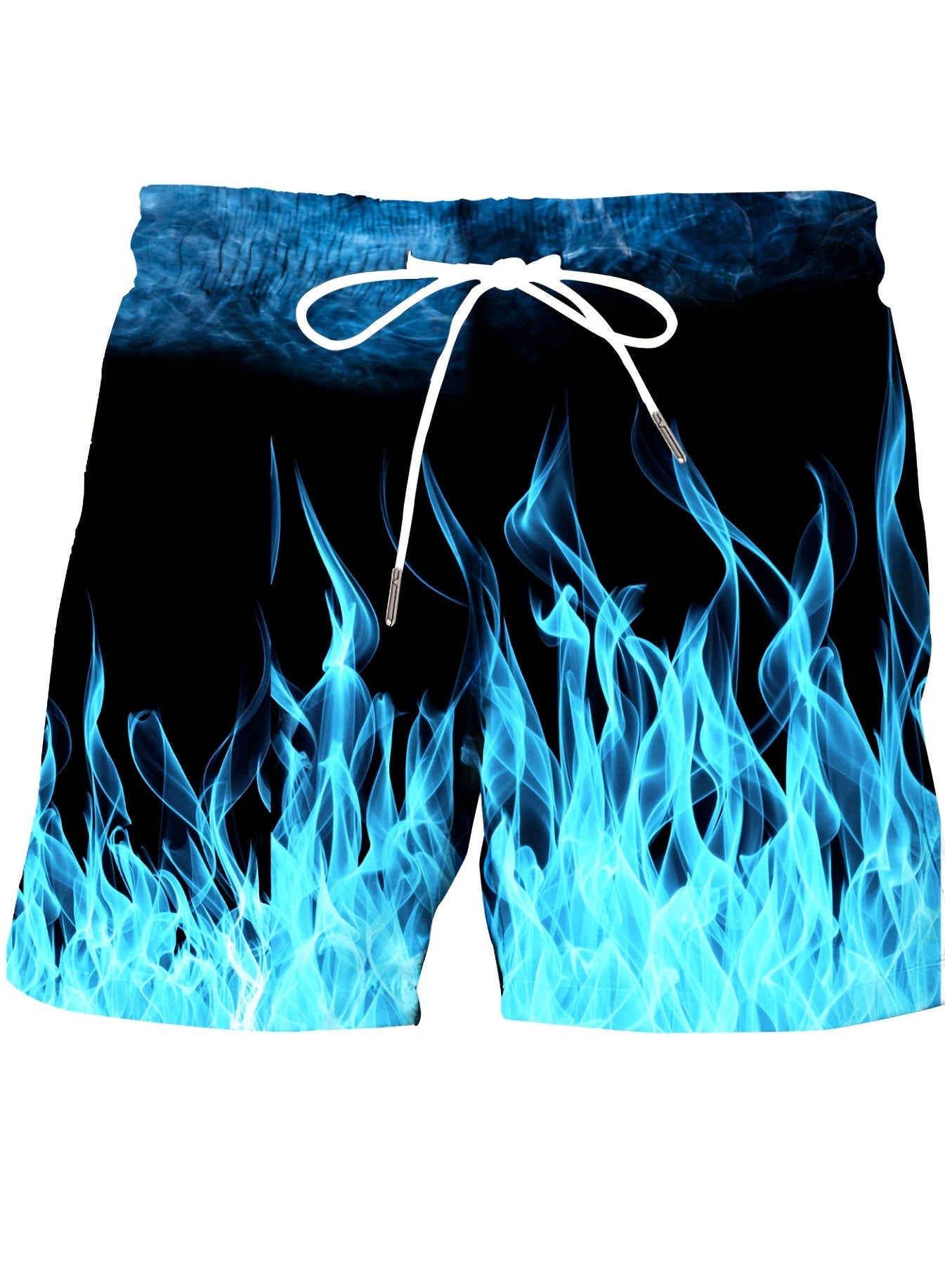 Men's Plus Size Flame Print Board Shorts for Summer