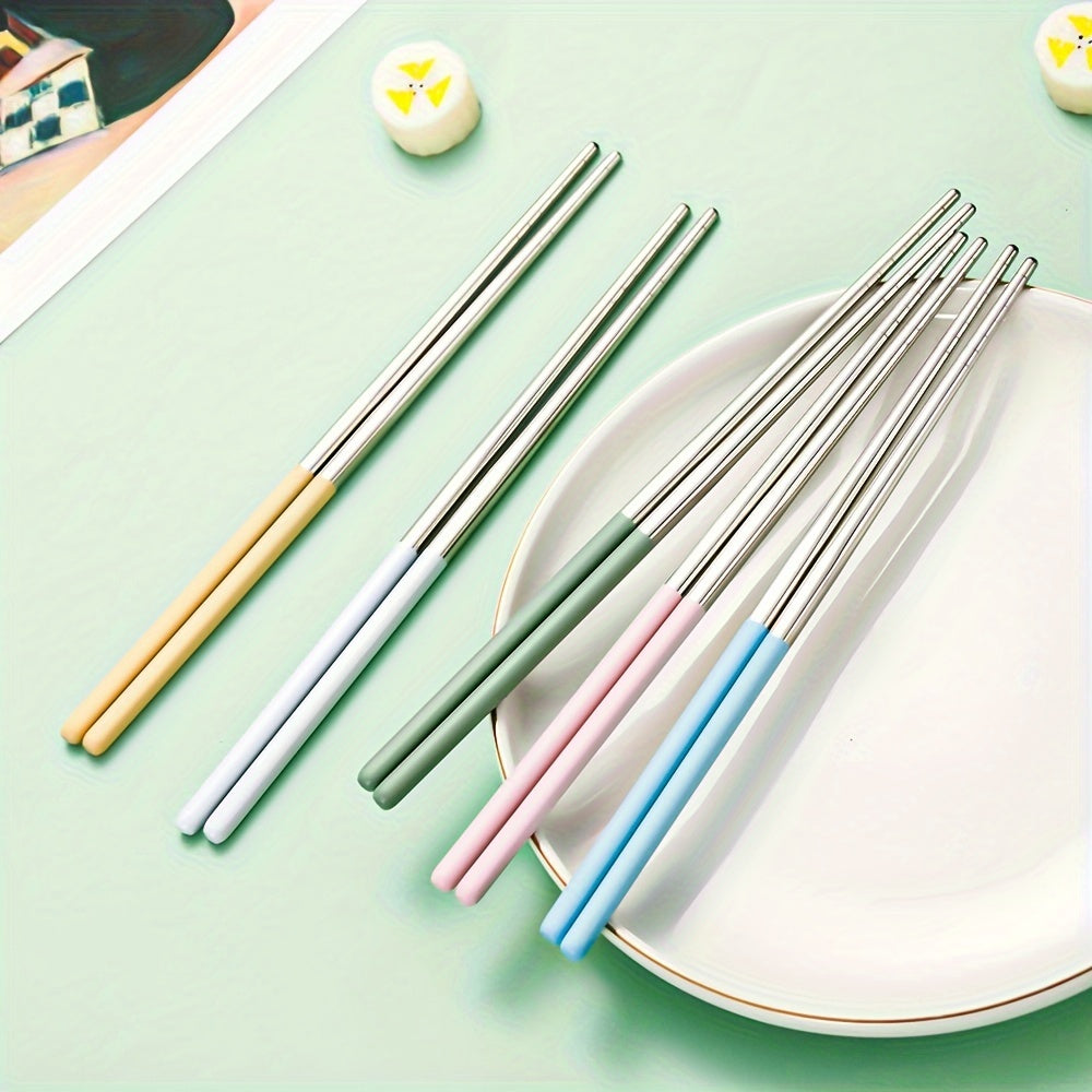 Single stainless steel chopstick set in fresh fruit and macaron colors, perfect for home, office, or outdoor use, and makes a great Father's Day gift.