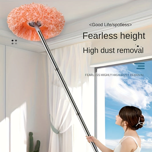 Orange Versatile Ceiling & Wall Mop - Flexibly Cleans Floors, Tiles, Glass, and Cars with Wet/Dry Dual-Use