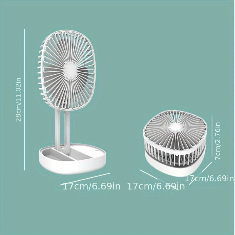 Portable Pedestal Fan: This foldable standing desk fan is perfect for on-the-go use. It features a 1200mAh rechargeable battery, and can also be used as a spray and fragrant fan. The telescopic design allows for 3 different speeds, as well as a timer