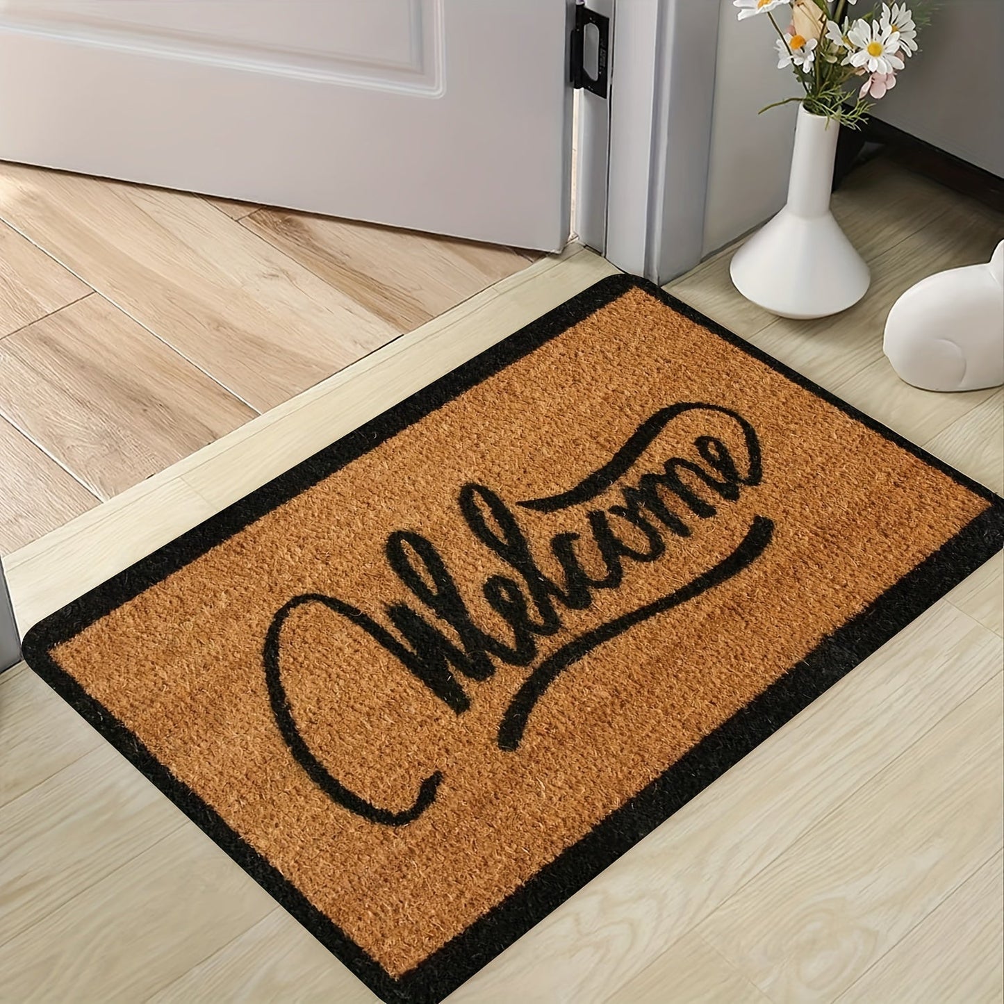 Introducing our Welcome Doormat made of durable polyester, featuring a rectangular design perfect for any entrance. This mat is water absorbent and quick-drying with a non-slip PVC backing to keep it securely in place. Easy to clean with hand wash only