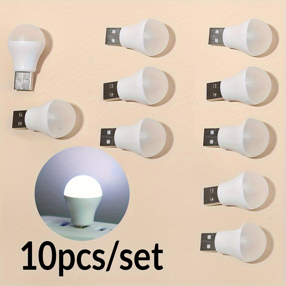 Protective eye mini USB night light available in sets of 2, 3, 5, or 10. Portable bulb design in white or warm light, ideal for reading and compatible with laptops and mobile power supplies.