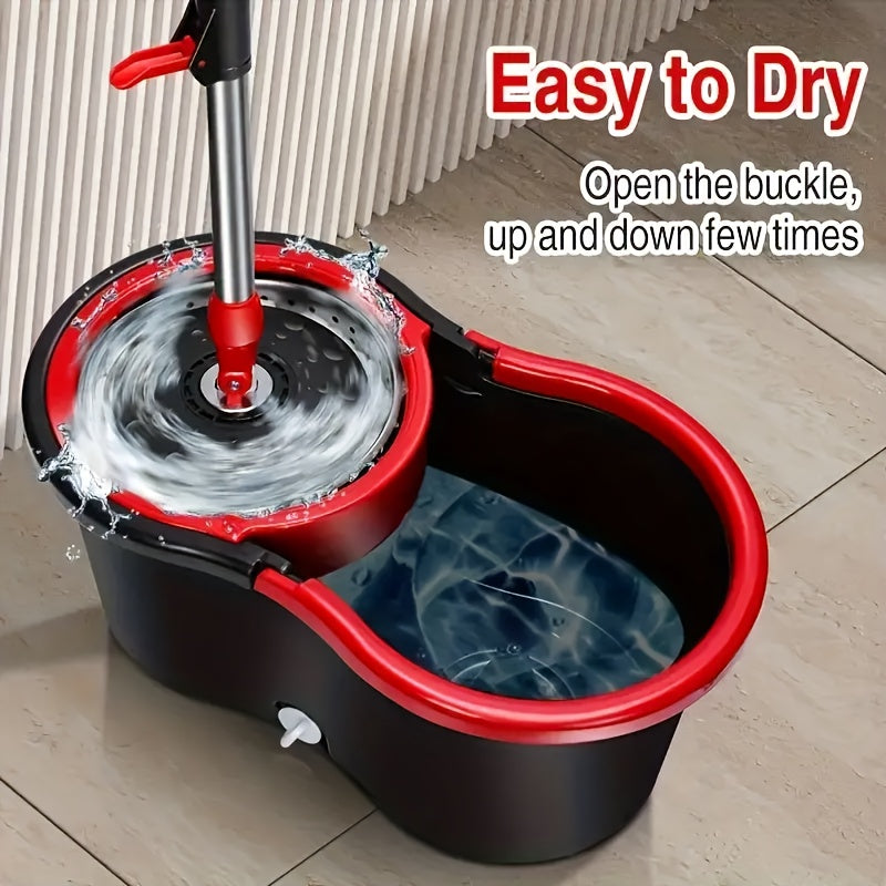 No electricity required, this commercial-grade Spin Mop and Bucket Set is the perfect solution for wet and dry floor cleaning in any room of your home or outdoor space. Including 1/2/4 mop heads and made of durable metal and plastic, this set also